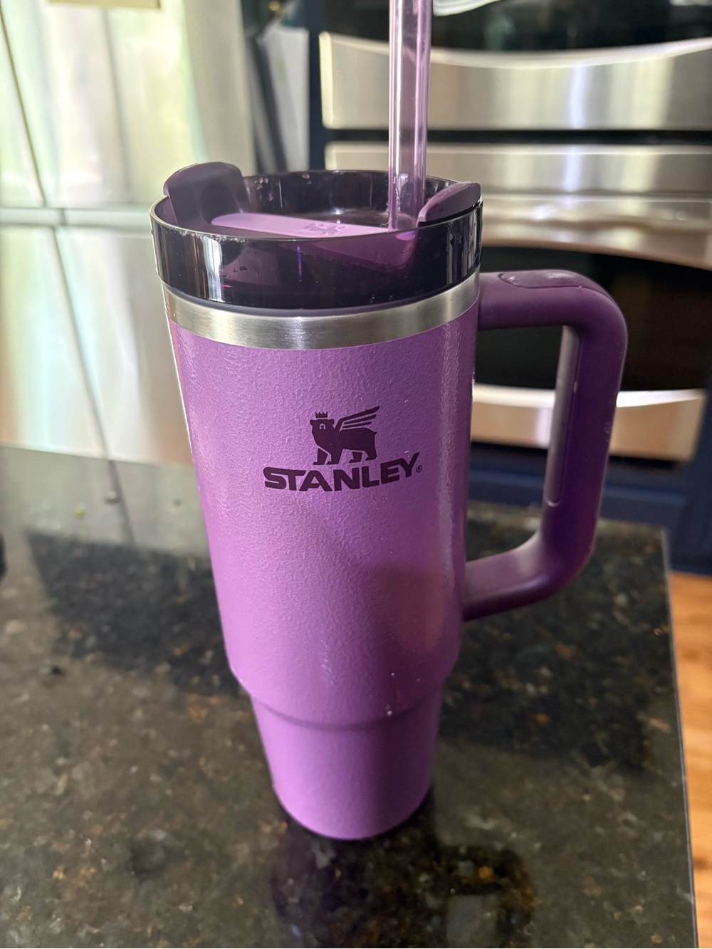 Stanley Purple Travel Tumbler with Handle and Straw